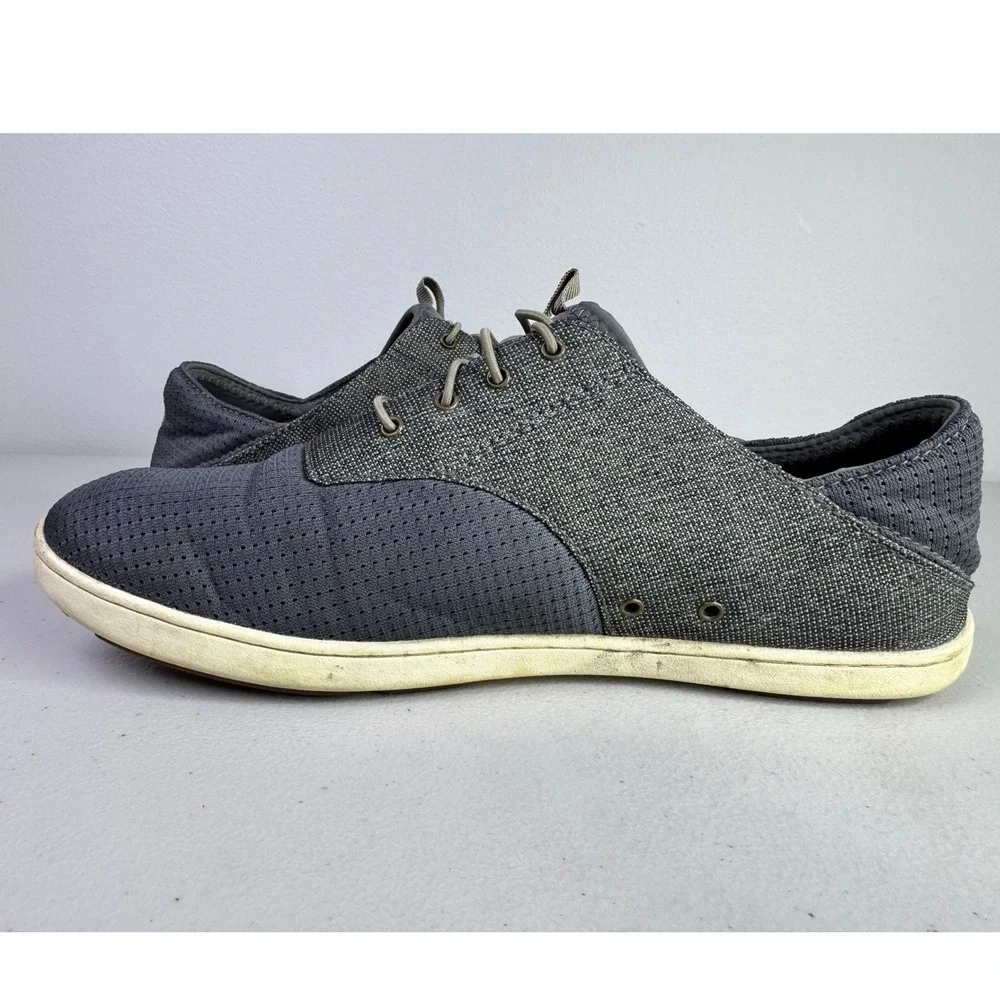 OluKai Nohea Moku Mens Grey Mesh Boat Shoes Slip On Sneakers Size 10